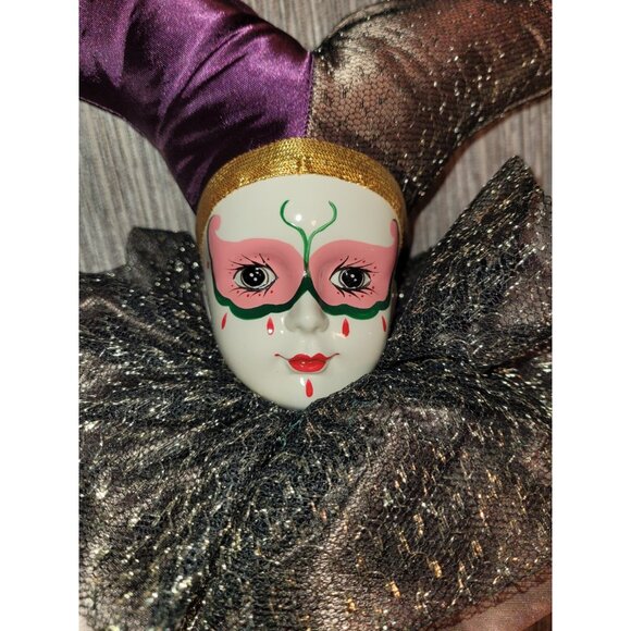 Brinn’s Pierrot Harlequin Jester Doll Limited Edition Porcelain Musical EUC - Picture 2 of 10